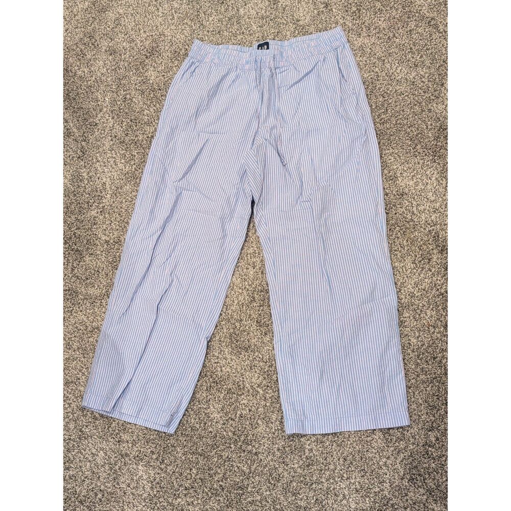 Gap Women’s Striped Wide Leg Pull On Pants Large Blue Pink Stripe Lounge
